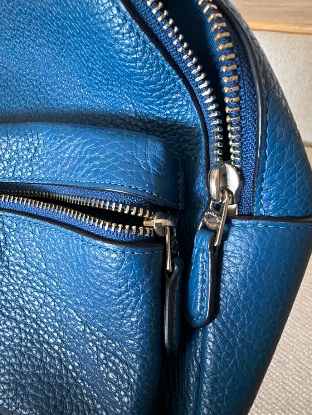 Coach Blue Pebbled Leather Mini Backpack beautiful blue! - Picture 5 of 6